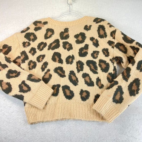 NWT PINK Victorias Secret Womens S V-Neck Crop Animal Print Long Sleeve Sweater - Picture 2 of 12